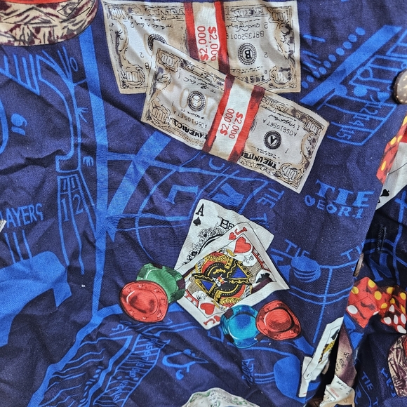 Hilo Hattie Mens 4XL Button Front Hawaiian Aloha Shirt Vegas Casino Theme Blue - Picture 3 of 11